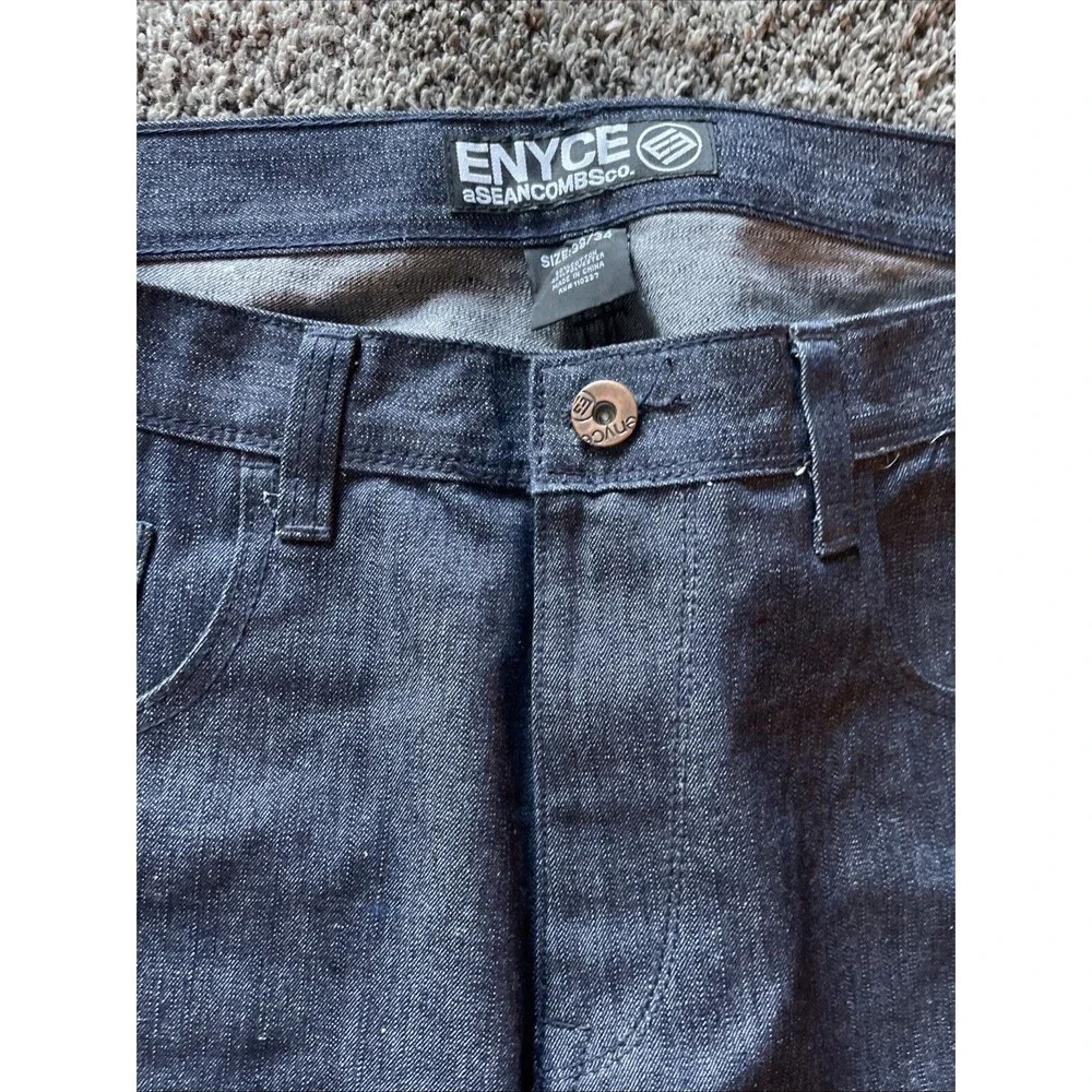 Enyce Jeans Men's 38x34 Baggy Hip Hop Grunge Wide Leg Dark Wash Denim